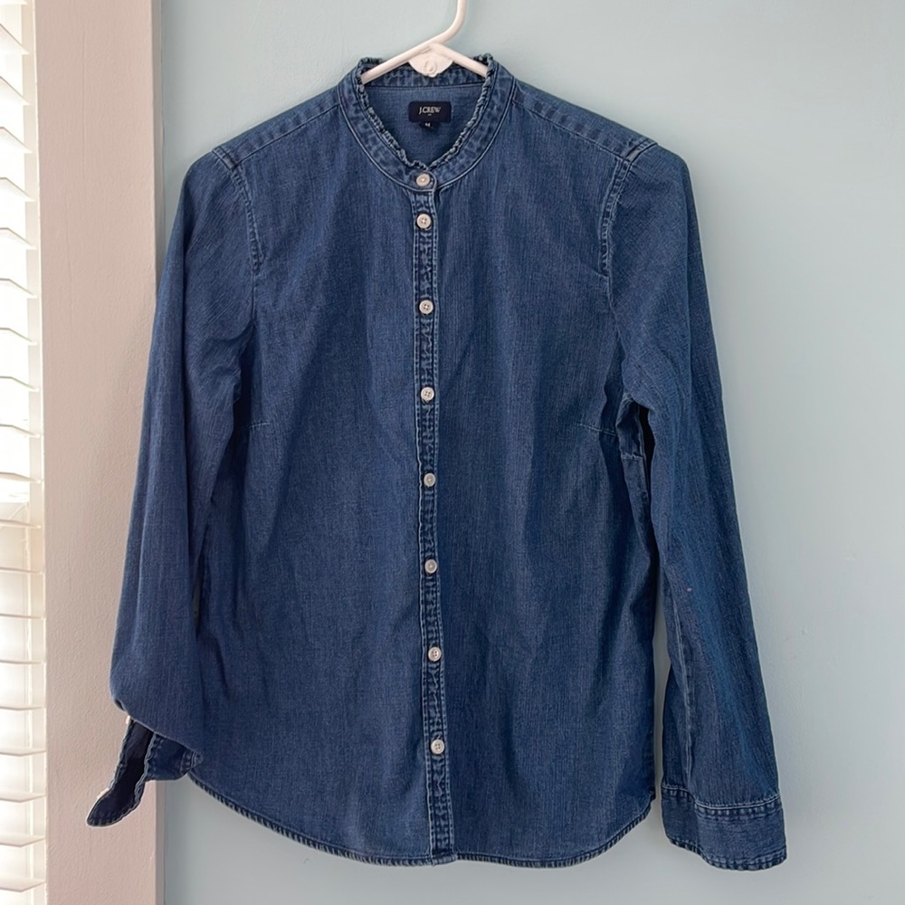 2 for $20 J.Crew denim shirt. Like New. Dark 100% cotton light/medium weight.